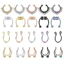 Set of 20pcs Septum Nose Ring Hoop Stainless Steel Body Piercing Jewellery for Women Girls