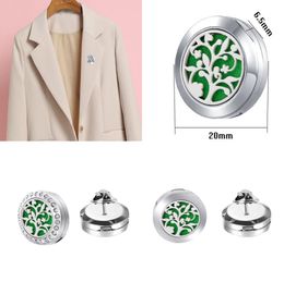 Shining Perfume Diffuser Buckles Brooch Pins with Crystal 20mm Fashion Cufflink Locket of Essential Oil Stainless Steel