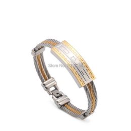 Men Bracelet Charm Jewelry Gold Wristband Bangle Stainless Steel Classic Black Chain Link Bangle for Men Charms Q0717