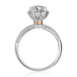 BOEYCJR 925 Silver Proposal Flower 1ct F color Moissanite VVS1 Engagement Ring for Women With national certificate
