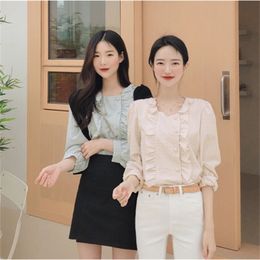 Cotton Fashion Women Long Sleeve Blouse Shirt Ladies OL Party Top Streetwear blusas femininas elegante 210417