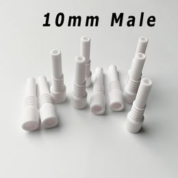 Micro Ceramic Nail 10mm Male Joint Water Pipe Dabber Mini Straw Tip Smoking Dab Rig Nector Collector Quartz