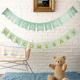 Party Decoration Baby Shower Welcome Banner Gender Reveal Decorations Bronzing Paper Boy Girl Birthday Decor