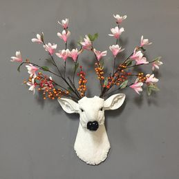 Flower Vases arrangement simulation deer head pendant living room bedroom TV sofa background wall decoration wall hanging vase flowers