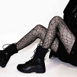 Fashion Fishnets Stockings Street Gothic Dark Spider Web Tights Women Mesh Sexy Cosplay Stockings Gothic Clothes Y1119