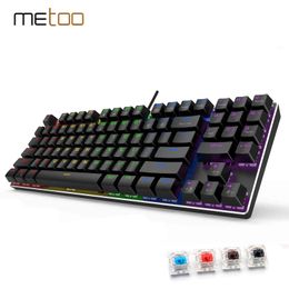 METOO 89key Gaming Mechanical Keyboard With number keys Mix Backlit USB Wired blue red Brown switch Game Laptop