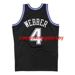 MITCHELL & NESS 1998-99 Chris WEBBER Black Jersey Embroidery Custom Any Name Number XS-5XL 6XL