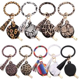 Women Girls Jewellery PU Leather Tassels Bracelets Keychain Wristlet Earphone Bag Makeup Bag With Mirror Keyring Bluetooth Headset Storage Box