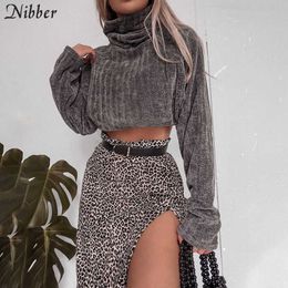 Nibber autumn pure Harajuku turtleneck sweater womens 2019 fall winter fashion retro leisure crop tops mujer Slim loose sweater X0721
