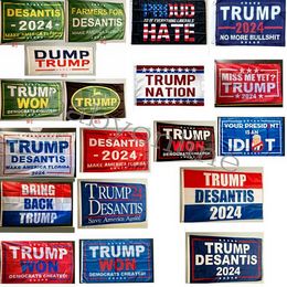 Donald Trump Flags 3x5 ft 2024 Make America Great Florida Desantis Flag USA President Trump Won Banner Flags 90*150cm 496x1