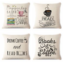 Cushion/Decorative Pillow 2021 Reading Coffee Typewriter Linen Cover Home Living Room Sofa Cushion Office Car Seat Lumbar Pillowcase