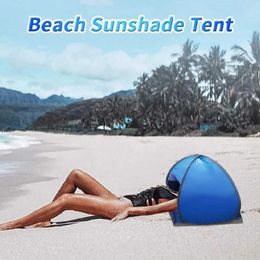 Outdoor Camping Beach Sun Protection Face Tent Foldable Windproof Lightweight Sun Shelter Umbrella Face Tent with Phone Holder Y0706