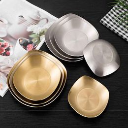 304 stainless steel plate kimchi cold dish creative Korean golden square seasoning plate barbecue restaurant tableware