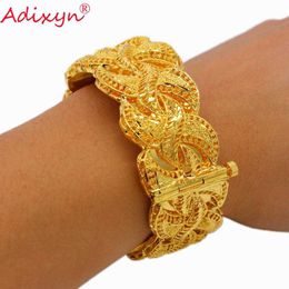 Adixyn Ethiopian Gold Bangle for Women Wedding Bride Bracelets Gold Color Jewelry Middle East African Bride Gifts N10275 Q0717