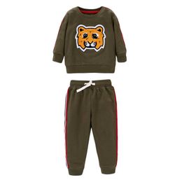 Jumping Meters Long Sleeve Boys Girls 2 PCS Set for Autumn Winter Children Cotton Kids Clothes Tiger Outfits Clothing Sets 210529