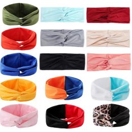 2021 Women Turban Headbands Plain Twist Stretch Hairband Sports Yoga Headwrap Spa Head Band Hair Accessories 20 Designs Optional