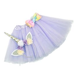 9 Color Girls INS Unicorn TUTU skirt hair accessory kids designer clothes girls lace Bow flower decoration short skirt kids dress 1323 B3