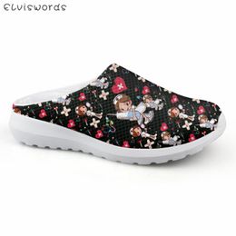 Slippers ELVISWORDS Fashion Nursing Shoes For Women's Summer Flats Pattern Ladies Outdoor Flip Flop Casual Female Footwear