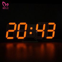 3D LED Wall Clock Modern Digital Alarm Clocks Home Decor Modern Table Desk Night Wall Watch For Home Living Room Decoration 210401