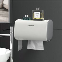 UNTIOR Bathroom Waterproof Toilet Paper Holders Wall Mounted Storage Box Double Layer Plastic Portable Tissue 210720