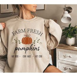 Fall Sweatshirt Farm Fresh Pumpkins Sweatshirt unisex ins fashion Crewneck shirt couple halloween classical festival top 211109
