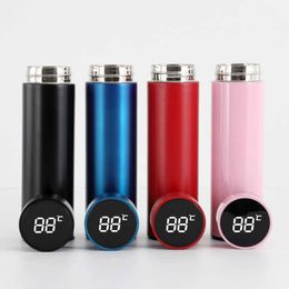 500ml Temperature Display Thermos Bottle For Tea Vacuum Flasks Double Wall Stainless Steel Travel Coffee Mug Thermo cup 210615