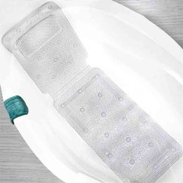 PVC Full Body Spa Bath Pillow Non-Slip Bathtub Mat Luxury Cushion Supports Your Head Neck Bathroom Accessories Shower Pillow 210401