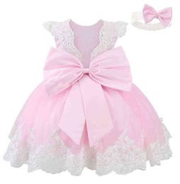 Toddler Newborn Baby Girl Dresses Beading Ball Gown Tutu Princess Dress Bow Baby 1st Birthday Wedding Party Dresses Kids Clothes G1129