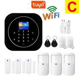 Wifi GSM Alarm System RFID Apps Control Burglar Security LCD Touch Keyboard 433MHz Wireless Sensor 11 language Tuyasmart Smart Life APP