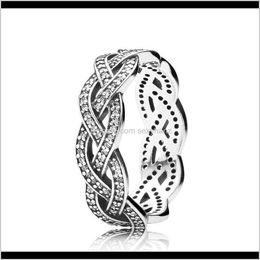 Drop Delivery 2021 Authentic Ale 925 Sterling Sier Sparkling Braid Band Ring Fashion Luxury Designer Jewellery Women Rings With Pandora Origina