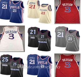 Good Joel 21 Embiid Ben 25 Simmons Allen 3 Iverson Julius 6 Erving Jersey S-2xl