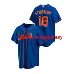 Men Women Youth #18 Darryl Strawberry Royal Jersey Embroidery Custom Any Name Number XS-5XL 6XL