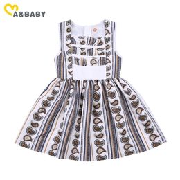 2-7Y Summer Toddler Kid Girl Boho Dress Sleeveless Ruffles Vintage Tutu Dresses For Girls Children Costumes 210515