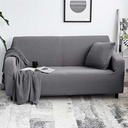 Solid Colour Velvet Thicken Sofa Covers Elastic Knitting Couch Cover for Living Room Universal Sectional Slipcover 1/2/3/4 seater 211207