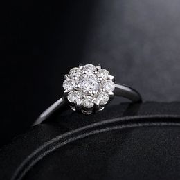 diamond ring band Silver Flower women engagement wedding bridal rings fashion jewelry will and sandy