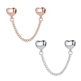 2019 Fit Sterling Silver Bracelet Heart Crystal Safety Chain European Stopper Clip Lock Charm Fits Pandora Bracelet Jewellery Findings Xma