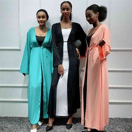 Plain Open Abaya Dress Africa Medio Oriente Musulmano Solido Kimonos Saudi Turco Islam Qatar Caftano Abbigliamento 5 Colori 210517