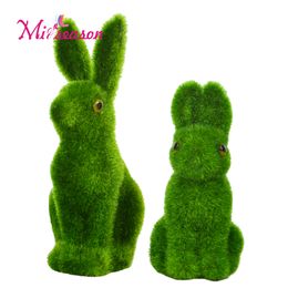 Creative Green Artificial Grass Turf Cute Animals Novelty Handmade Moss Easter Home Christmas Ornament Decoration Gift