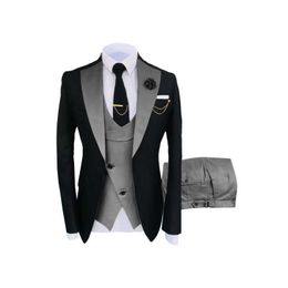 Men's Multicolor Fashion Clothing Luxury Party Stage Men's Suit Groomsman Regular Tuxedo 3 Piece Jacket + Pants + Vest X0909