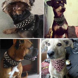 2 Wide Pet Dog Bandana Collars Leather Spiked Studded Pet Dog Collar Scarf Neckerchief Fit For Medium Large Dogs Pitbull Box323h