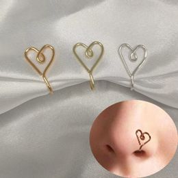 Copper Fake Piercing Love Nose Ring 2021 Gold Silver Colour Clip Nose Rings Ear Clip Cuff Jewellery