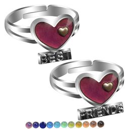 forma de corazón anillo de ánimo amante de la moda frends cambiando el anillo de color 100pcs