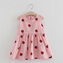 Summer Girl Princess Dress Cotton Cherry Dresses Strawberry Kids Dresses For Girls Children Clothing Hawaii Holiday Beach Dress Q0716