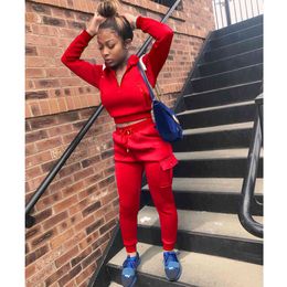 2 piece set tracksuit Long sleeve zipper hoodie+sweatpant 2 pc set for women Solid jogging suits for women matching sets X0428