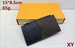 Whole Men and Women Fashion Classic Brown Flower Chequered Black Plaid Casual Credit Card ID Holder Leather Ultra Slim Wallet 2748