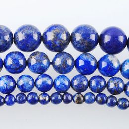 WOJIAER Natural Lapis Lazuli Round Loose Gemstone Strand Beads for Bracelet Jewellery Making 4/6/8/10mm BY917