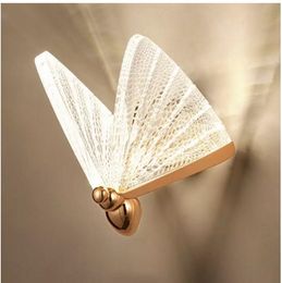 2021 New Butterfly Wall lamp Nordic Modern Minimalist luxury Staircase Bedside Bedroom Background Aisle Lighting Decoration