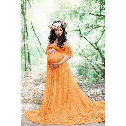 Long Maternity Photography Props Pregnancy Dress Photography Maternity Dresses for Photo Shoot Pregnant Dress Lace Maxi Gown AA220309