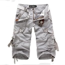 Summer Cargo Shorts Men Casual Workout Military Army Men's Multi-pockets Calf-length Short Homme Clothing 220301