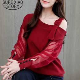 Spring Long Sleeve Fashion Woman Blouses Sexy Off Shoulder Top Solid Women Blouse Shirt Clothing Female 1224 40 210415